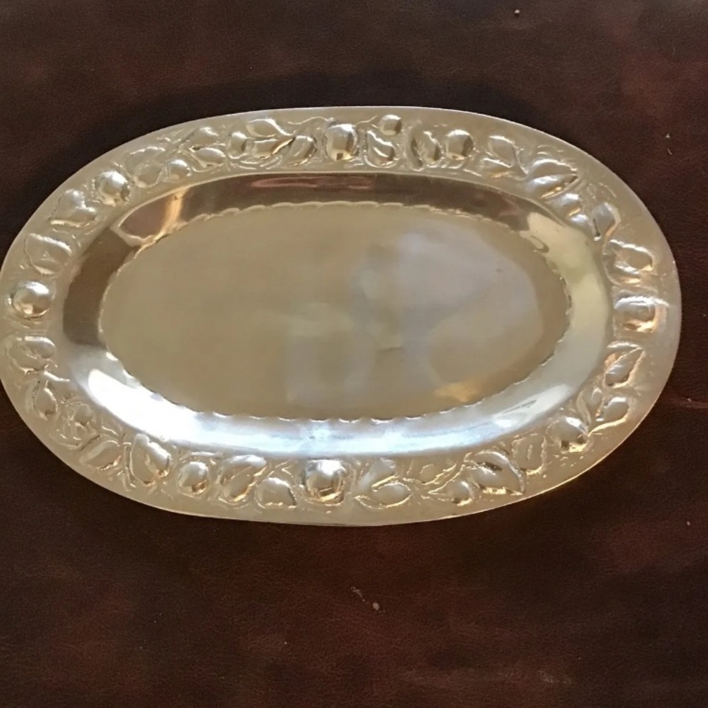 Vintage Tray Handmade Mexico Pewter Platter